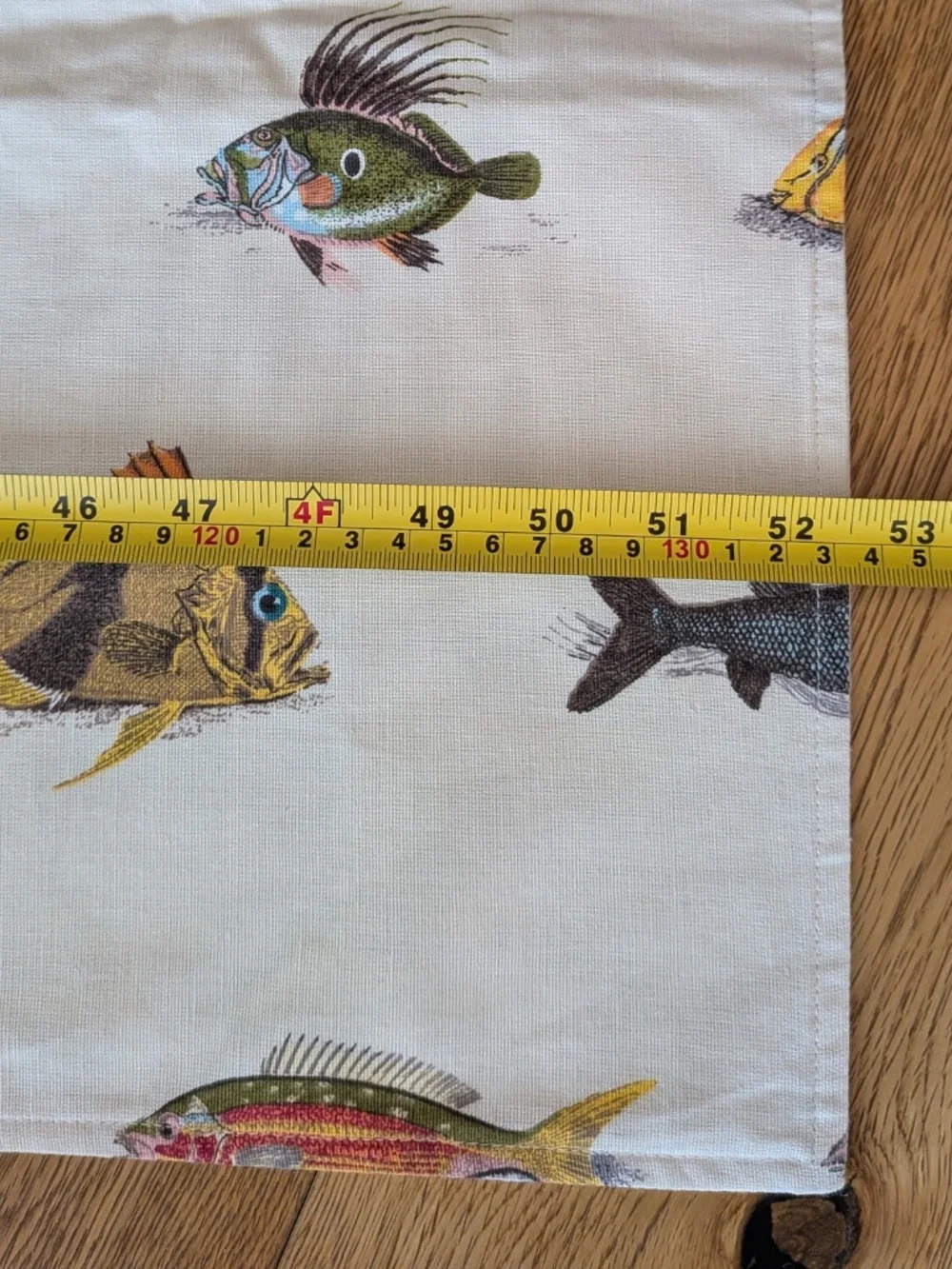 NWOT Pottery Barn Linen Blend Table runner & 4 square napkins fishing